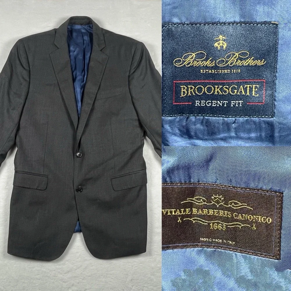 Brooks Brothers Brooksgate Regent Dark Gray Blazer Vitale Barberis Canonico Wool
